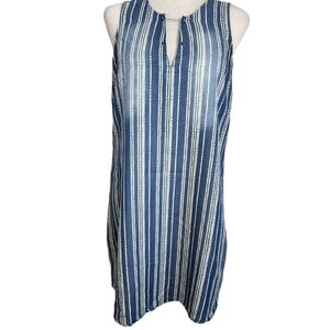 Given Kale Distressed Blue Striped Sleeveless Sun Women's Dress Size M